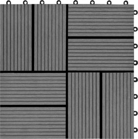 vidaXL Πλάκα Κατασκευής 22 pcs Γκρι 30 x 30 cm WPC
