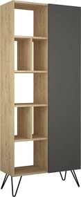 Βιβλιοθήκη Jedda Megapap χρώμα sapphire oak - ανθρακί 80,6x29,6x191εκ.