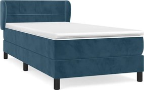 vidaXL Κρεβάτι Boxspring με Στρώμα Σκούρο Μπλε 90x190 εκ. Βελούδινο
