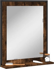 vidaXL Καθρέφτης Μπάνιου με Ράφι Καπνιστή Δρυς 50x12x60εκ. Επεξ. Ξύλο