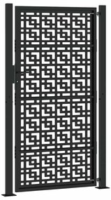 vidaXL Πύλη κήπου Μαύρη 105x180 cm Ατσάλινος σταυρός σχεδιασμού