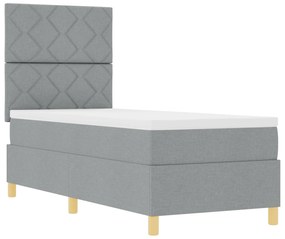 vidaXL Box Spring Bed με Στρώμα Ανοιχτό Γκρι 80x200 cm Ύφασμα
