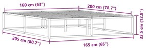 Πλαίσιο κρεβατιού χωρίς στρώμα Λευκό 160x200 cm Μεταλλικό - Λευκό