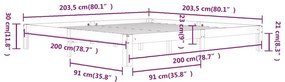 Πλαίσιο Κρεβατιού 200 x 200 εκ. από Μασίφ Ξύλο Πεύκου - Καφέ