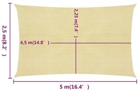 Πανί Σκίασης Μπεζ 2,5 x 5 μ. από HDPE 160 γρ./μ² - Μπεζ