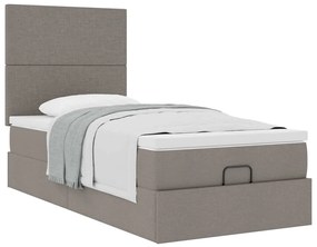 vidaXL Οθωμανικό κρεβάτι με στρώμα Taupe 90x190cm ύφασμα