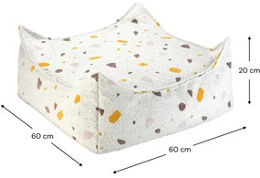 Terrazzo Πουφ Σκαμπο Υφασμα Μπουκλε / Σενιλ Υπόλευκο
