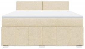 vidaXL Κρεβάτι Boxspring με Στρώμα Κρεμ 180x200 εκ. Υφασμάτινο