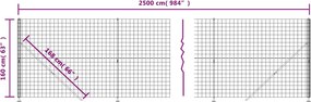 vidaXL Συρματόπλεγμα Περίφραξης Ανθρακί 1,6 x 25 μ. με Βάσεις Φλάντζα