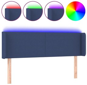 vidaXL Κεφαλάρι Κρεβατιού LED Μπλε 147x16x78/88 εκ. Υφασμάτινο