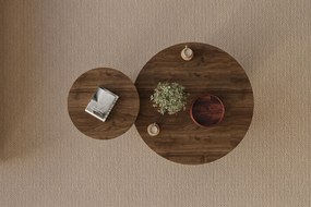Σετ Τραπεζιών Σαλονιού Καρυδί / Τραβερτίνη MIRO 70x70x40