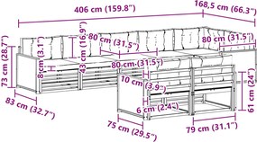 vidaXL Σειρά Καναπέ Εξωτερικού με μαξιλάρι 8 pcs Φυσικό και Ανθρακί