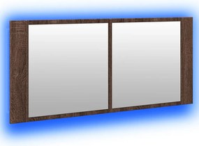 vidaXL Ντουλάπι Μπάνιου με Καθρέφτη/LED Καφέ Δρυς 100x12x45 εκ.