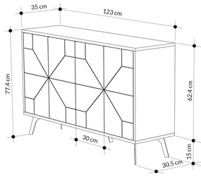 Μπουφές Dune pakoworld σε καρυδί απόχρωση 123x35x77.4εκ (1 τεμάχια)