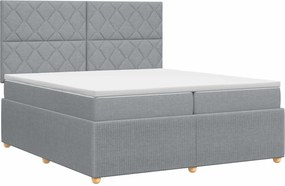 vidaXL Κρεβάτι box spring με στρώμα Ανοιχτό γκρι 200 x 200 cm Ύφασμα