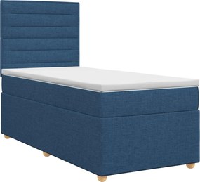 vidaXL Κρεβάτι box spring με στρώμα Μπλε 80 x 200 cm Ύφασμα