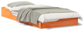 vidaXL Κρεβάτι δαπέδου Καφέ κεριού 100 x 200 cm Συμπαγές ξύλο πεύκου