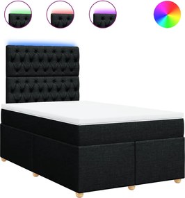 vidaXL Κρεβάτι Boxspring με Στρώμα Μαύρο 120x200 εκ. Υφασμάτινο