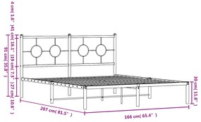 ΠΛΑΙΣΙΟ ΚΡΕΒΑΤΙΟΥ ΜΕ ΚΕΦΑΛΑΡΙ ΛΕΥΚΟ 160X200 ΕΚ. ΜΕΤΑΛΛΙΚΟ 376278