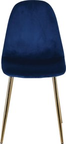 CELINA Καρέκλα Χρώμιο Χρυσό, Velure Μπλε   4τμχ