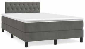 Κρεβάτι Boxspring με Στρώμα Σκούρο Γκρι 120x190 εκ. Βελούδινο - Γκρι