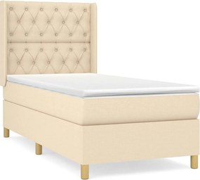 vidaXL Κρεβάτι Boxspring με Στρώμα Κρεμ 80 x 200 εκ. Υφασμάτινο