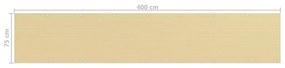 vidaXL Διαχωριστικό Βεράντας Μπεζ 75 x 400 εκ. από HDPE