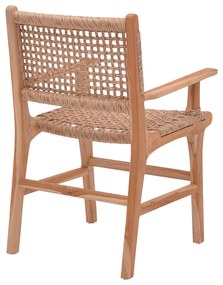 Πολυθρόνα Sponze σκελετός teak ξύλο- pe σχοινί σε φυσική απόχρωση 54x60x86εκ