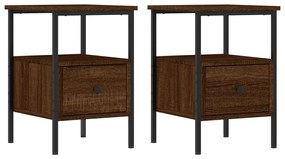 vidaXL Κομοδίνα 2 τεμ. Καφέ Δρυς 34 x 36 x 50 εκ. Επεξεργασμένο Ξύλο