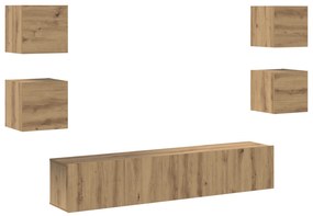 vidaXL Σετ επίπλου τηλεόρασης 6 pcs Καφέ 160 x 30 x 30 εκ.