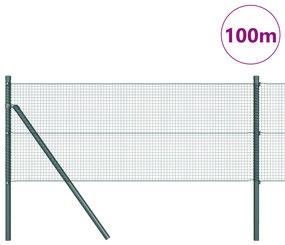 vidaXL Συγκολημένος Φράχτης  με 13 Στυλό Πράσινο 0.4x100 μ Μέταλλο