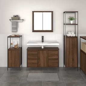 vidaXL Σετ Επίπλων Μπάνιου 3 pcs Καφέ δρυς και Μαύρο 36 x 35 x 165 εκ