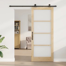 vidaXL Συρόμενη Πόρτα με Σετ Εξαρτημάτων 'ORKDAL' Συμπαγές Ξύλο & Γυαλί