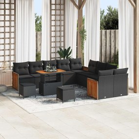 vidaXL Σετ Καναπέ Κήπου με μαξιλάρι 13 pcs Μαύρο