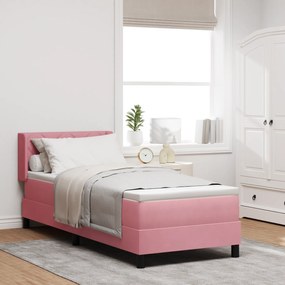 vidaXL Κρεβάτι box spring με στρώμα Ροζ 80x200 εκ. Βελούδο