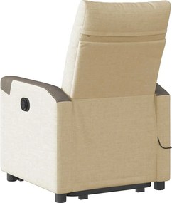 vidaXL Πολυθρόνα Μασάζ Ανακλινόμενη με Ανύψωση Κρεμ Υφασμάτινη