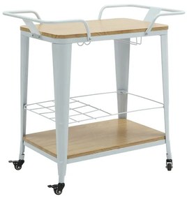 RELIX Trolley Bar-Pro Μέταλλο Βαφή Άσπρο, MDF Απόχρωση Φυσικό  86x51x86cm [-Άσπρο-, -Φυσικό-] [-MDF - Κόντρα Πλακέ - Καπλαμάς - Νοβοπάν-, -Μέταλλο-] Ε5211,2