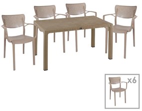 Dining set Explore-Forntline set 7pieces PP cappuccino150x90x73.5cm 150x90x73.5 εκ.