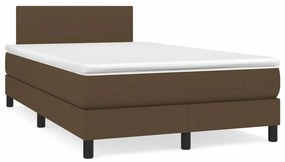 VidaXL Κρεβάτι Boxspring με Στρώμα & LED Σκ.Καφέ 120x190εκ. Υφασμάτινο