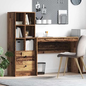 vidaXL Γραφείο με συρτάρι 2 pcs Παλιό ξύλο