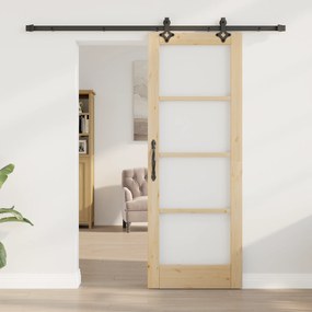 vidaXL Συρόμενη πόρτα με σετ υλικών "ORKDAL" Ξύλο & Γυαλί