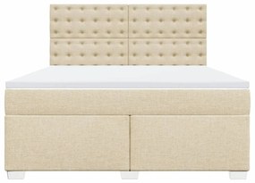 Κρεβάτι Boxspring με Στρώμα Κρεμ 180x200 εκ. Υφασμάτινο - Κρεμ