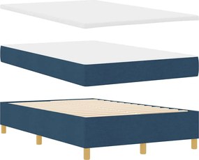 vidaXL LED Κρεβάτι με βάθρο με στρώμα Μπλε 120 x 200 cm ύφασμα