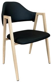 Καρέκλα Τραπεζαρίας ArteLibre SOLANA Μαύρο/Φυσικό PU/Μέταλλο 51x51x81cm