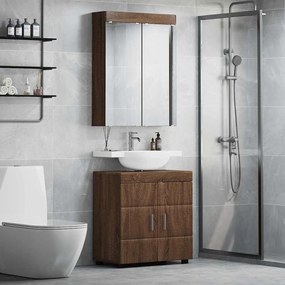 vidaXL Σετ Επίπλων Μπάνιου με ράφι TULUM Καφέ δρυς Επεξεργασμένο ξύλο