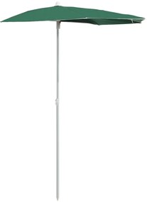 vidaXL Ομπρέλα Κήπου Μισή με Ιστό Πράσινη 180 x 90 εκ.
