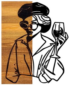 Διακοσμητικό Τοίχου Woman 899SKL2206 39x3x50cm Walnut-Black Wallity Μέταλλο,Ξύλο