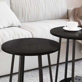 vidaXL Σετ βοηθητικά τραπεζάκια με ράφι 2 pcs Μαύρη Οξυά