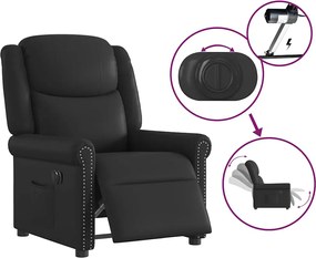 vidaXL Πολυθρόνα Ανακλινόμενη Ηλεκτρική Γυαλιστερή Μαύρη Συνθ. Δέρμα