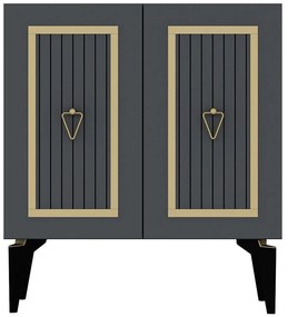 Μπουφές Capri 475OLV1758 75x40x79cm Anthracite-Gold Μοριοσανίδα, Μελαμίνη